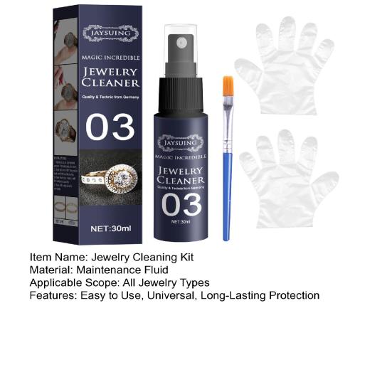 Jewelry Cleaner Spray Kit with Gloves Brush Universal Easy To Use Jewelry