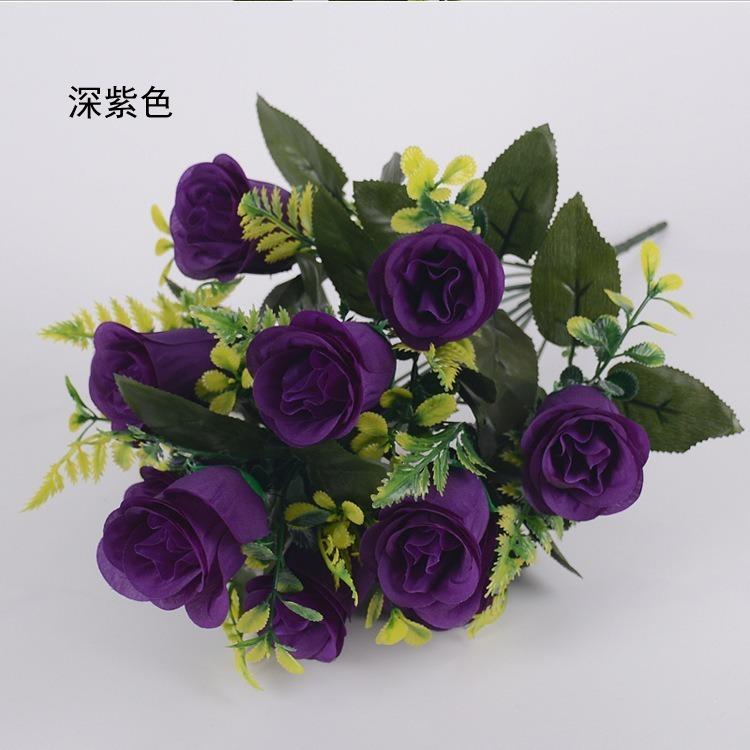 12 Hands Rose Bridal Bouquet Realistic Bridesmaid Flower Arrangement Wedding Decoration Ornament Reusable Dustproof Faux Floral Centerpiece Easy Care