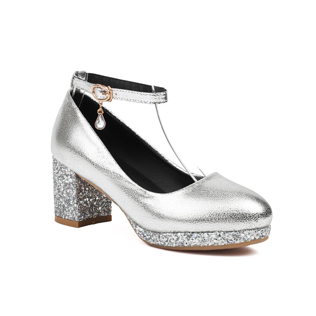 Zapatos Pequeños de Cuero con Tacón Alto para Mujer Primavera y Otoño Blancos Zapatos de Boda Franceses Retro con Tacón Grueso y Suela Gruesa Zapatos Mary Jane Elevadores 43
