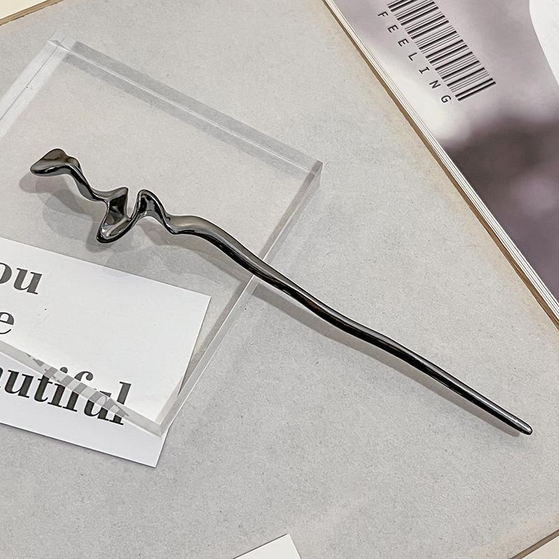National Tide New Chinese Hairpin Liquid Metal Butterfly Hairpin Crescent Set Diamonds Vintage Bamboo Joints Tassel Hairpin Coiffure Hairpin