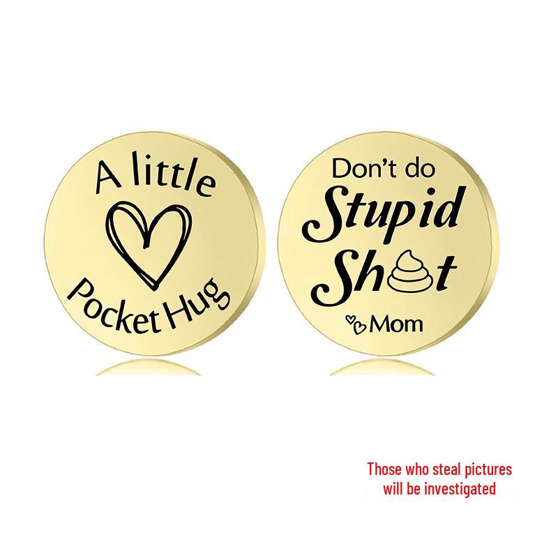 Lucky Charm Motivational Coin: Engravable Stainless Steel Couple & Family Gift Ornament.