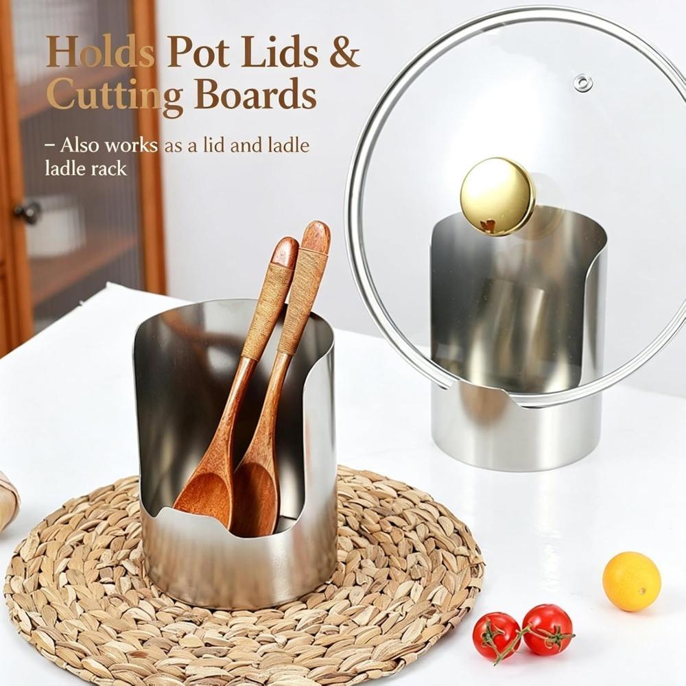 Multifunctional Kitchen Utensil Holder Countertop Pot Lid Organizer, Thickened Stainless Steel Spoon Lid Organizer Tool