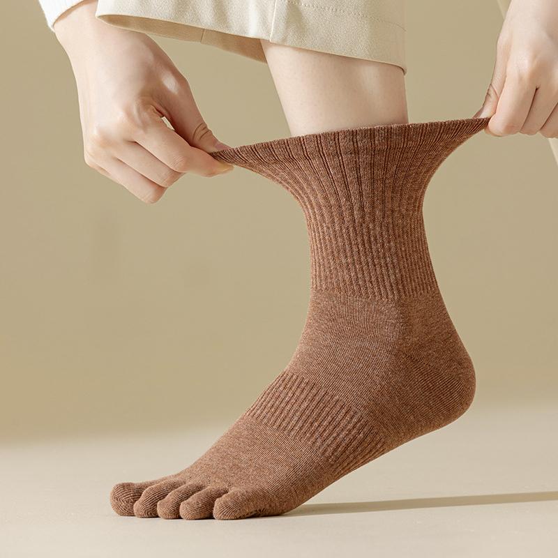 5 Perechi Șosete Femei Cinci Degete Bumbac Pur Culoare Solidă Dama Degete Separate Șosete Sport 2025 Primăvară Toamnă Șosete Degete