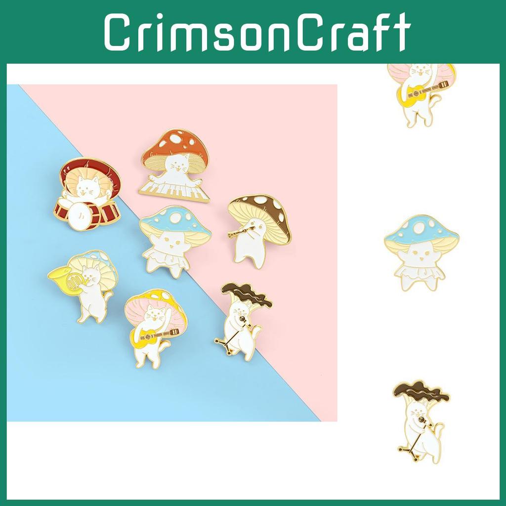 Adorable Cartoon Mushroom Band Guitar Design Brooch Unique Alloy Accessory For All