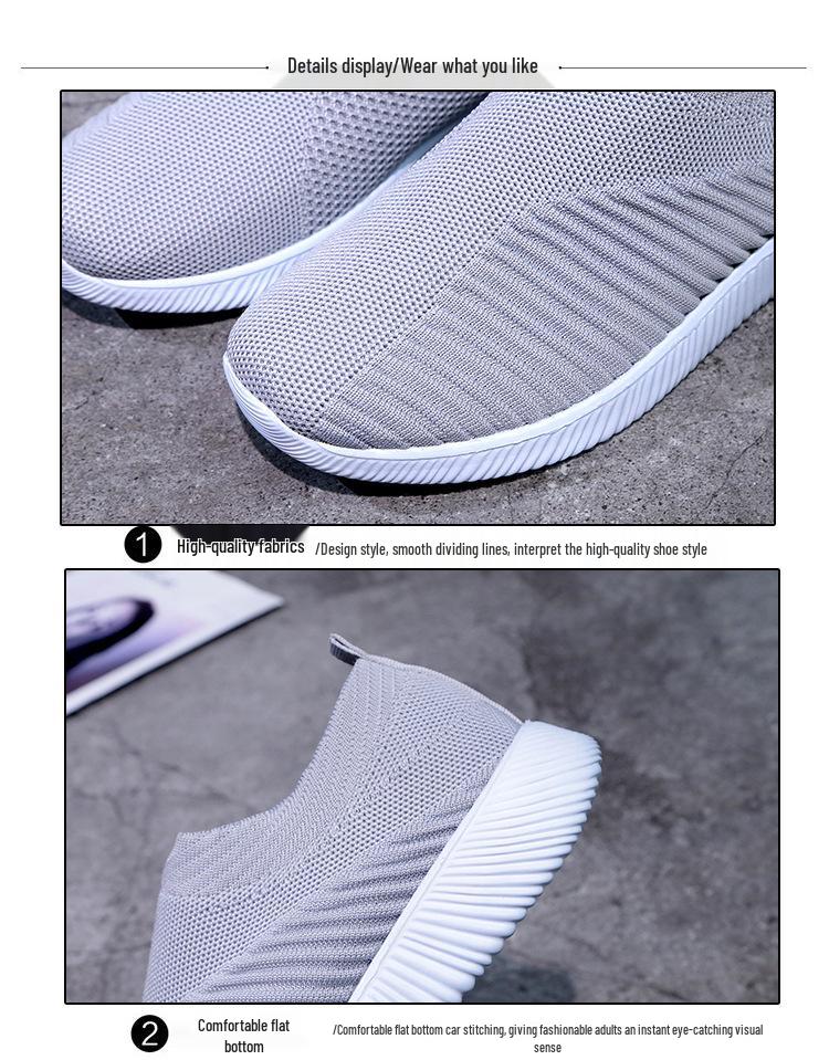 Women's Plus Size Flyknit Casual Running Shoes - Breathable Low-Top Sock Sneakers