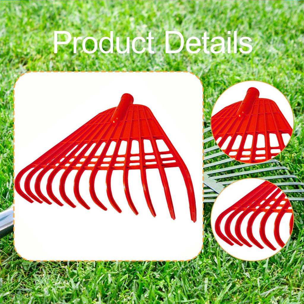 Garden Leaf Rake Head Gardening Removal Tool Heavy Duty Hand Tools Spare Parts with 24 Tines