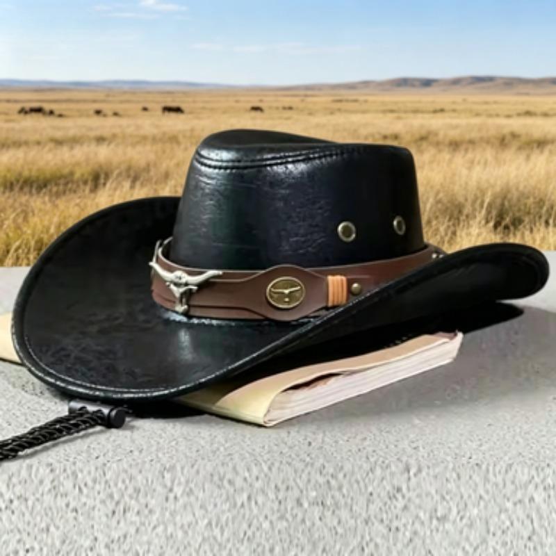 New Western Cowboy Knight Hat Head Retro Outdoor Travel Flat Top Knight Hat Party Hats Cowboy Accessories Men and Women