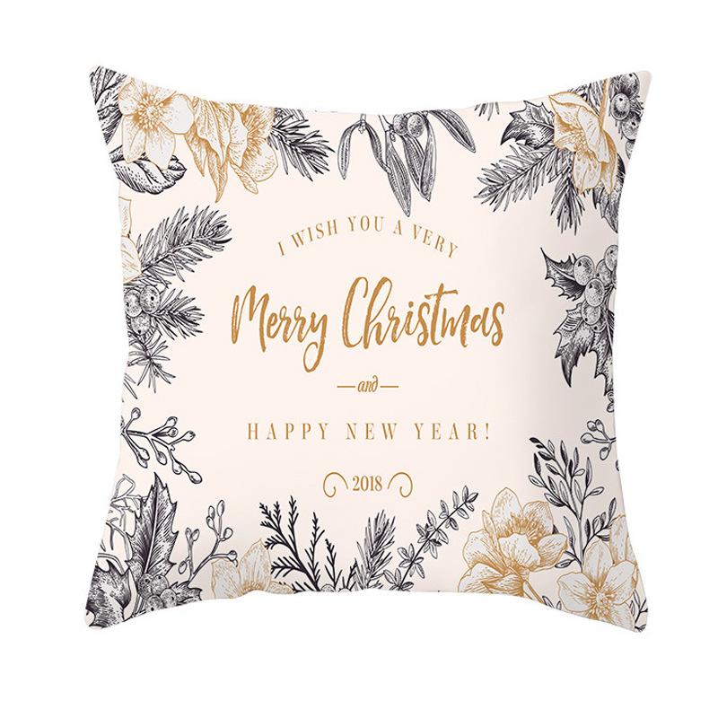 New Pink and Gold Christmas Peach Leather Velvet Pillowcase Festive Home Decoration Pillow Cushion Cover