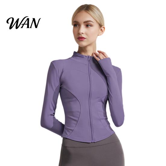 Thumb Hole Sleeves Yoga Top Women Long Sleeve Workout Tops Quick Dry Full Zip Crop Athletic Slim Sweat-wicking Wear Fit Shirts Sportwear with