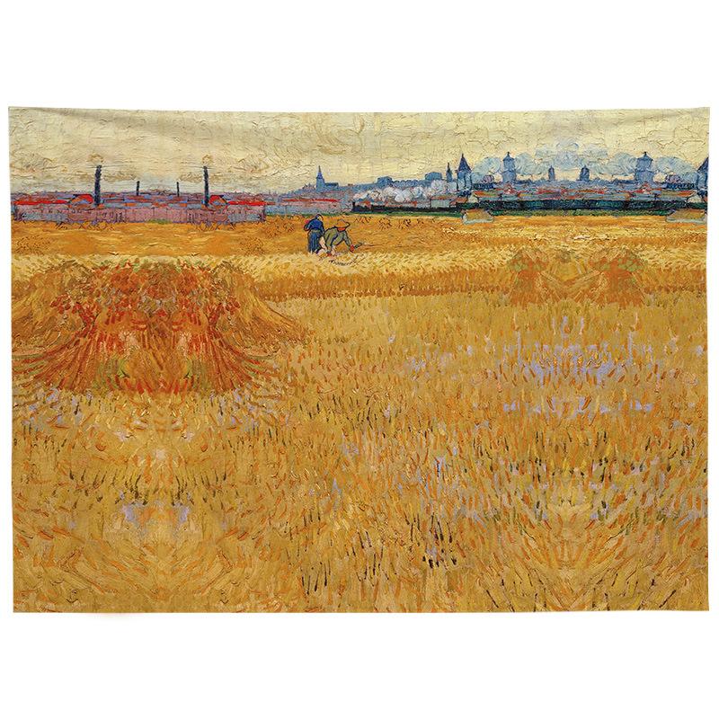 Nordic Style Oil Painting Background Cloth, INS Hanging Cloth, Bedroom, Dormitory, Guesthouse Decoration, Bedside Background Wall Cloth, Tapestry