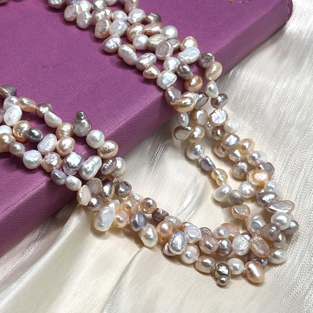 1String, Multicolor Natural Freshwater Pearls, Handmade Baroque Pearl Beads for Jewelry Making DIY Crafts (Beads 5-6mm, Length 36cm)