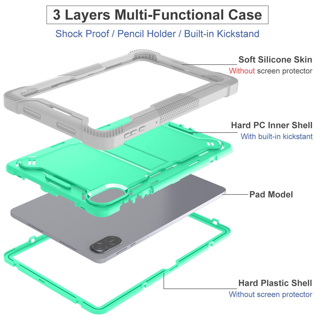 For Honor Pad 10 12.1 Inch 2025 Heavy Duty Armor Stand Cover Kids Silicone PC Case for Honor Pad X9A 11.5 X8A 11 X8 Pro X9 11.5