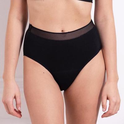 Weekiss Hipster culotte menstruelle, culotte de regle flux abondant, culotte menstruelle taille haute, coton, XXL (44), sans, noir