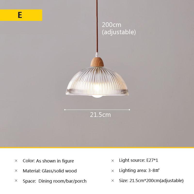 Nordic glass pendant lamp Japanese log wind cafe restaurant three small chandelier bedroom bedside bar dining table lamps