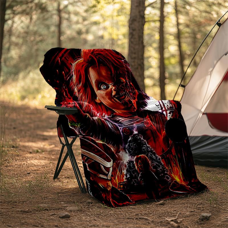1pc Chucky1 Theme Blanket - Digital Print, Polyester, Cozy for All Seasons, Perfect for Outdoor, Camping, and Travel