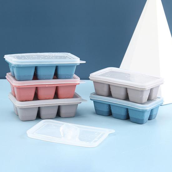 1 Set Ice Tray Mold with Lid 6 Grids DIY Making Ice Cube Tray Box Silicone Mold Kitchen Tools