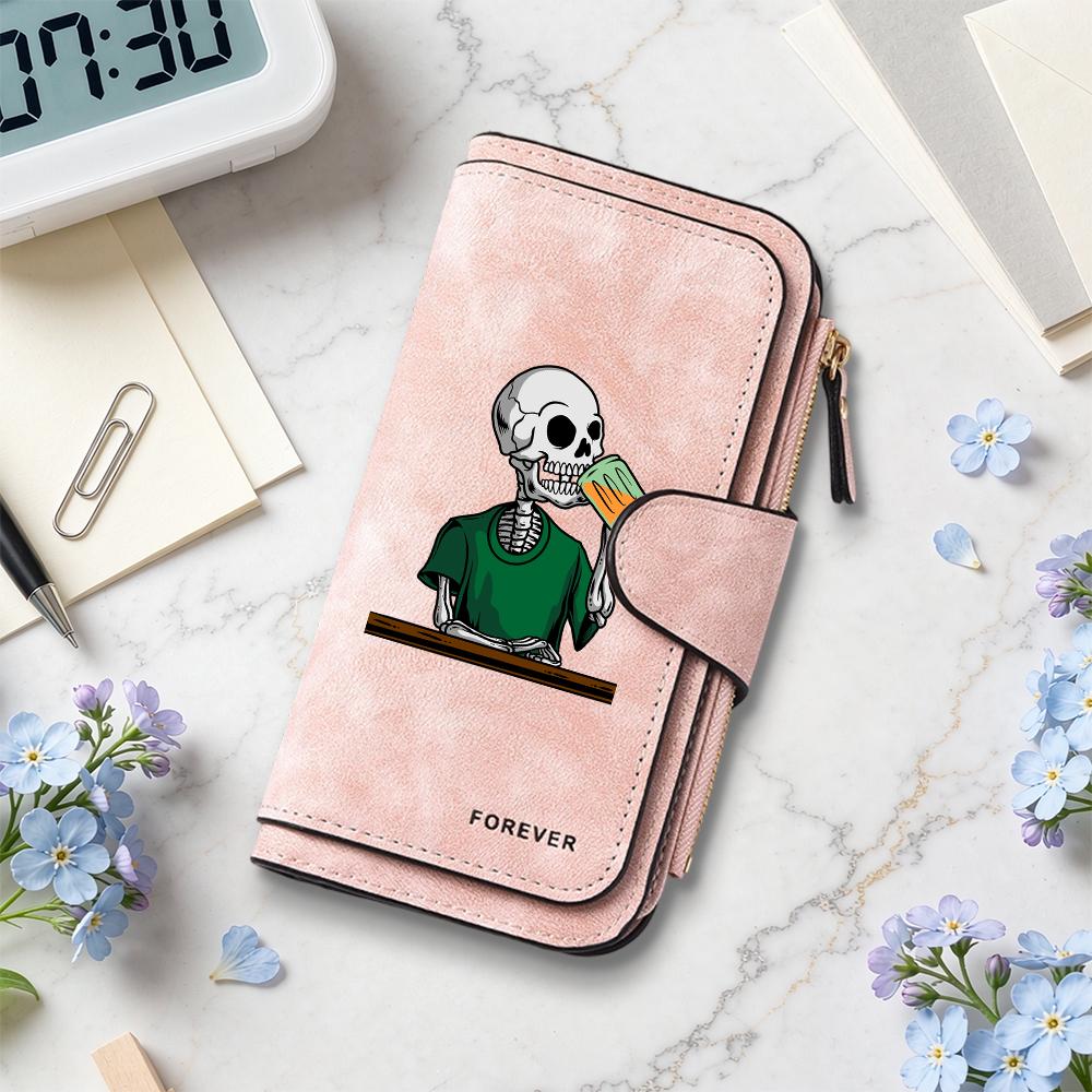 Skull Pattern Long Wallet Fashion Portable Card Holder Purse