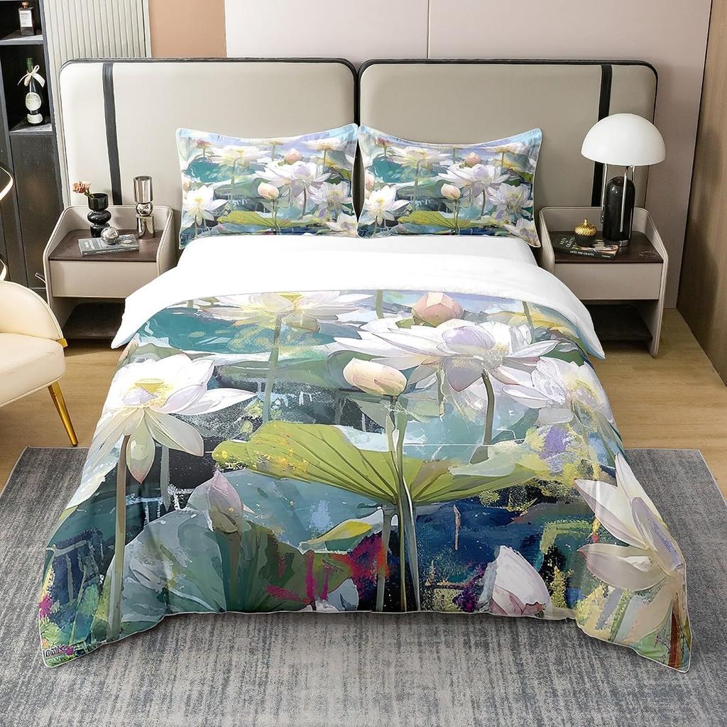 Comforter Hand-Painted Style Queen King Size Japanese Style Forest Mountain Bedding Set 3 Pcs With 2 S No Quilt