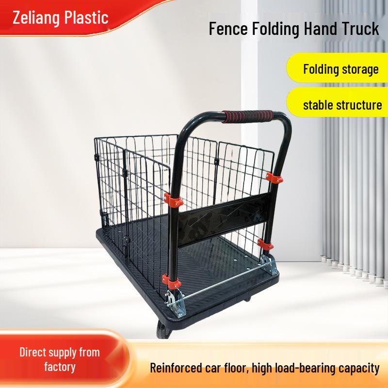 Collapsible Flatbed Handcart for Supermarket and Street Stall Usage
