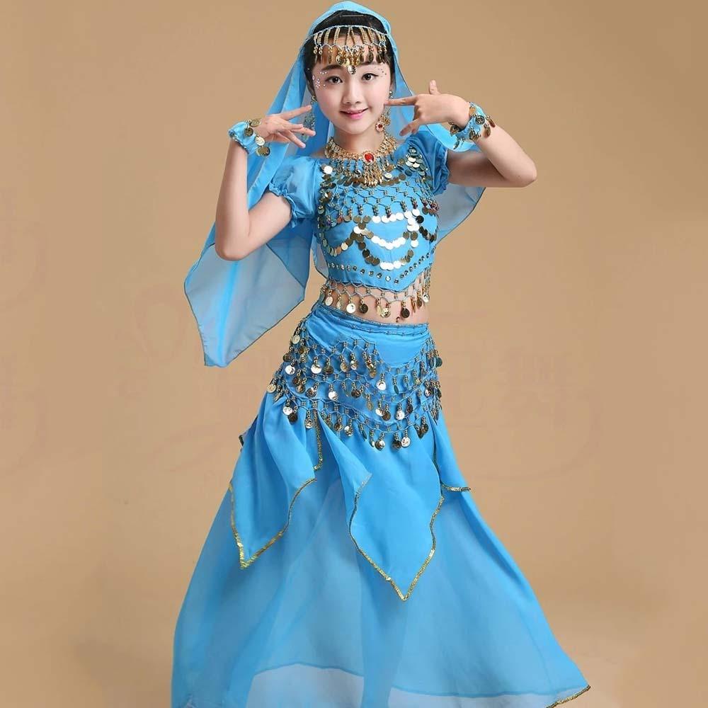 Headdress Belly Dance Costumes Princess Dress India Girls' Clothing Dance Costumes Set  Toddler