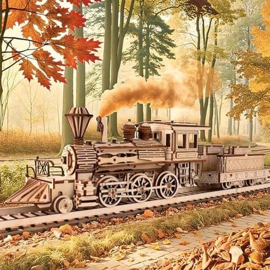 Formemory 3D puzzle train wooden toy mechanical DIY interior decoration atmosphere creation collection ornament educational boys girls adults gift