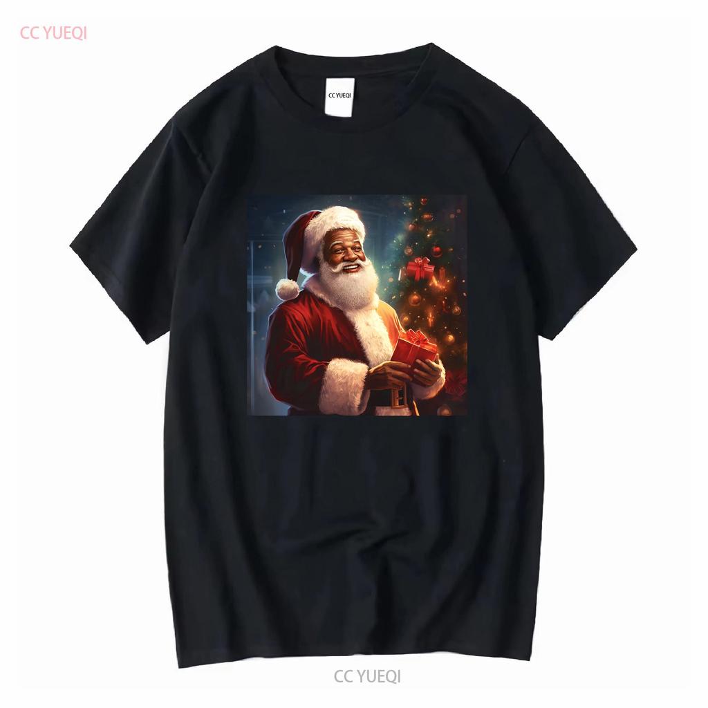 Vintage Black Santa Claus Illustration T Shirt Soft Cotton Quality Print Stylish Fit Design African American Vintage Washed