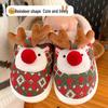Custom Reindeer Winter Cotton Slippers - Women's & Men's Christmas Gift