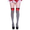 Sweet Bowknot Accent Thigh High Long Socks for Women Halloween Cosplay Parties Fishnet Striped Thigh High Stockings