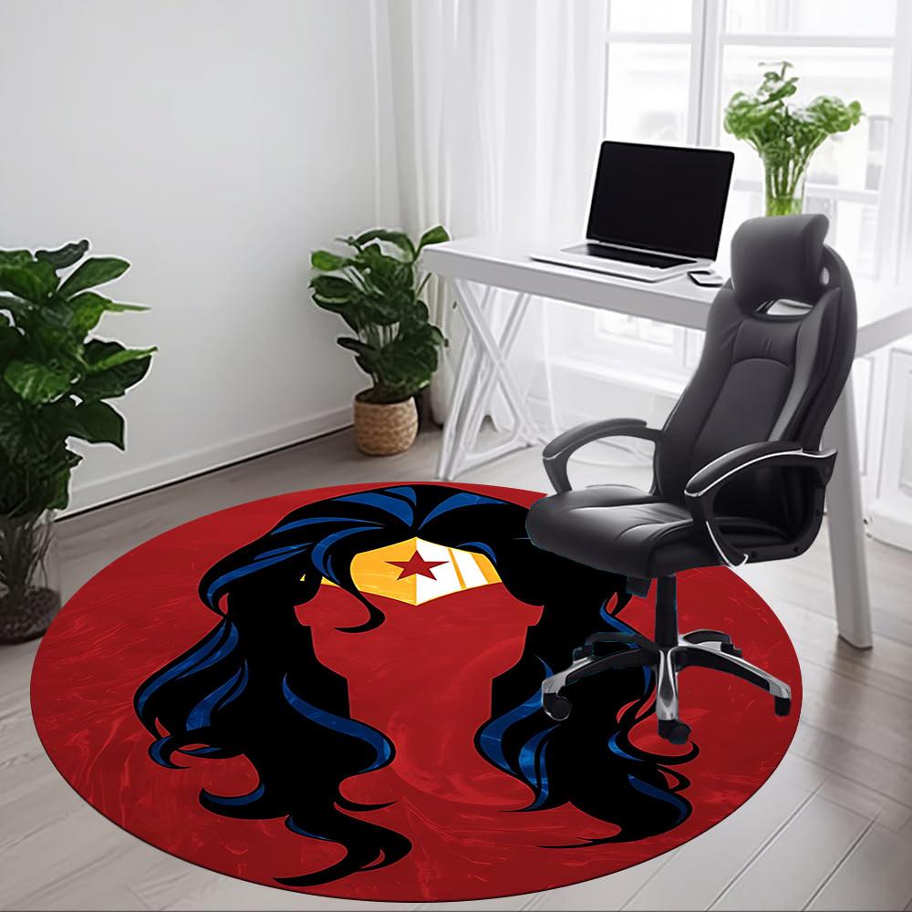 1pc Wonder Woman Office Round Area Rug, Under Office Chairs Bedroom Living Room Home Decor, Room Deco, Available in Various Sizes