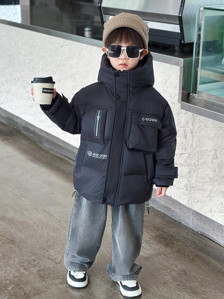 2024 Boys' Korean Style White Duck Down Jacket, Winter Warm Coat for Small & Medium Kids