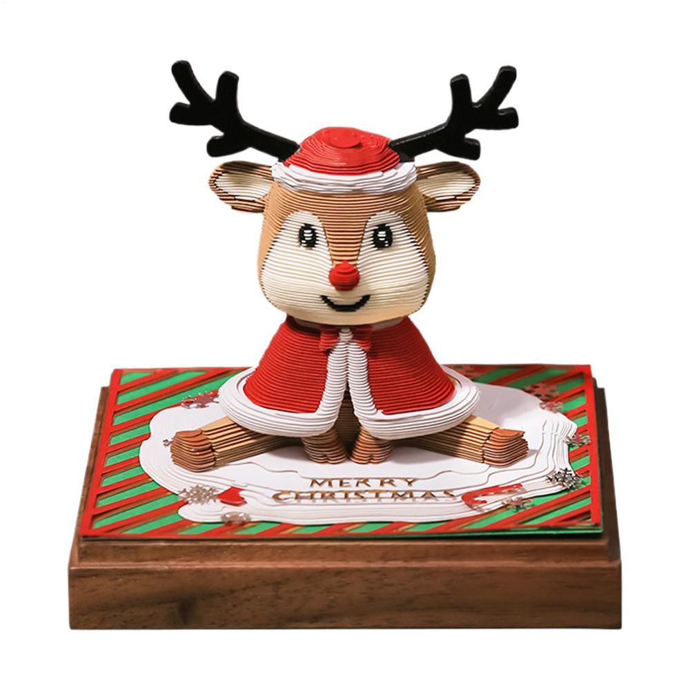 

Timepiece Calendar 2026 Deer Design Daily Planner 3D Paper Sculpture Calendar Tear Away for Kids Women Men Teacher School червоний