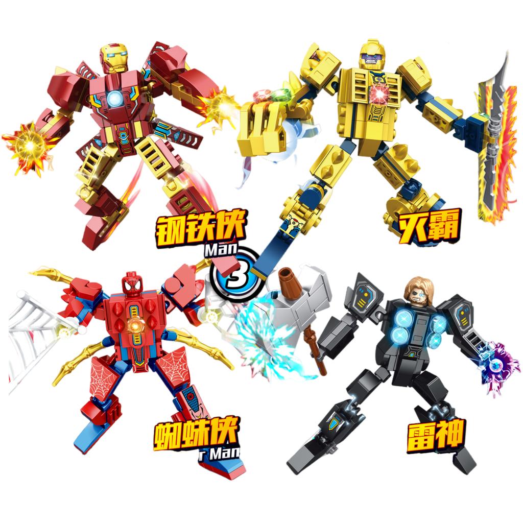 Blind Box Mini Marvel Building Blocks Figures Big Goblin Spiderman Iron Man Venom Captain Hawk Deadpool Technic Armor Gift Toys