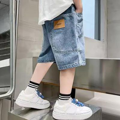 Summer Kids Shorts Young Boys Loose Denim Pants Children Straight Washed Jeans Shorts