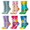 6 Paar Neue Mode Niedliche Fröhliche Mid-Tube Damen Socken Wassermelone Kirsche Katze Hund Flamingo Kuh Lieblich Lässig Lustige Socken