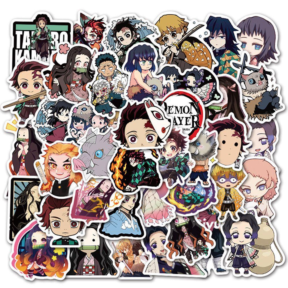 Colorful Anime Stickers Set 50pcs Ghost Blade Graffiti Decals For Luggage Skateboard Water Bottle