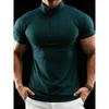 Men European Size Slim Fit Summer Half Zip Short Sleeve Ribbed Polo Shirt