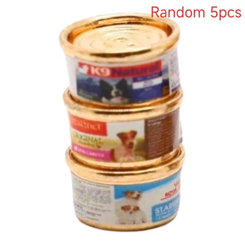 1/5Pcs 1/12 Dollhouse Simulation Pet Food Can Mini Cat Dog Food Toy Pretend Play Doll House Home Decor Accessories
