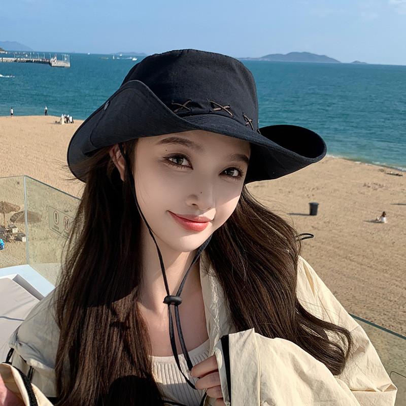 Polyester Summer Wide Brim Fisherman Hat For Men And Women Sun Protection And Breathability