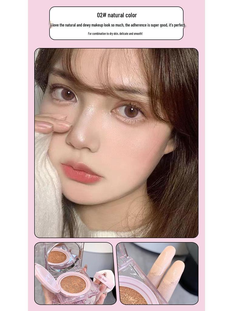 Douyin Live Style Rain Dew Hydrating Brightening Cushion Cream - Lightweight, Refreshing Oil Control for Natural, Sheer Coverage.
