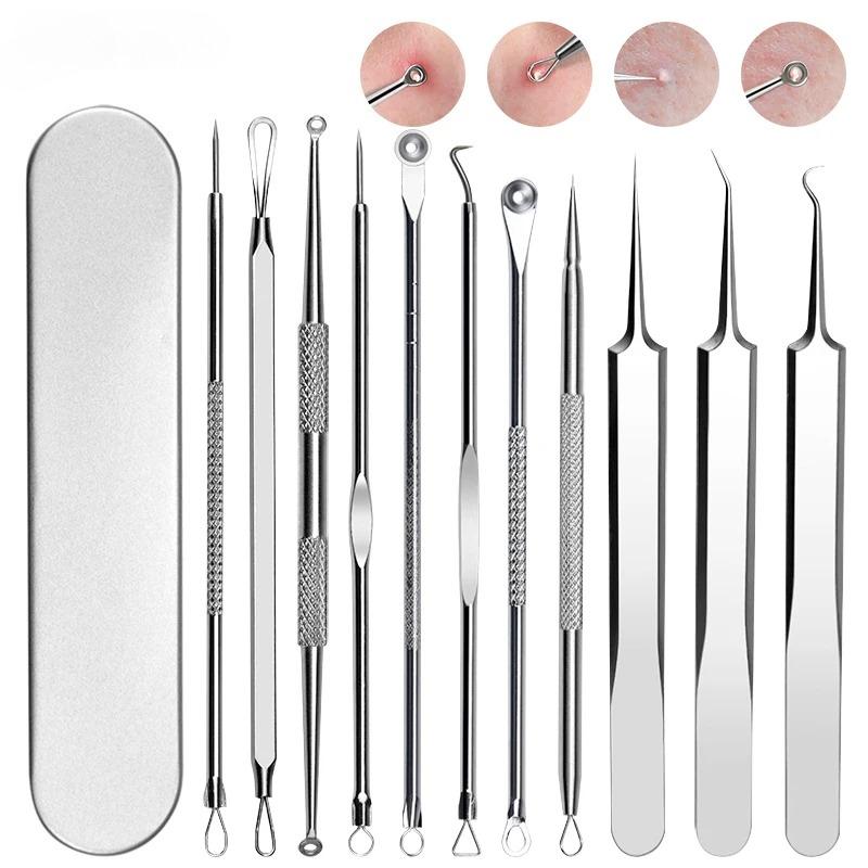 11Pcs/Set Acne Blackhead Removal Needles Black Dots Cleaner Pore Cleaner Deep Cleansing Face Skin Care Beauty Tools Needles Kit