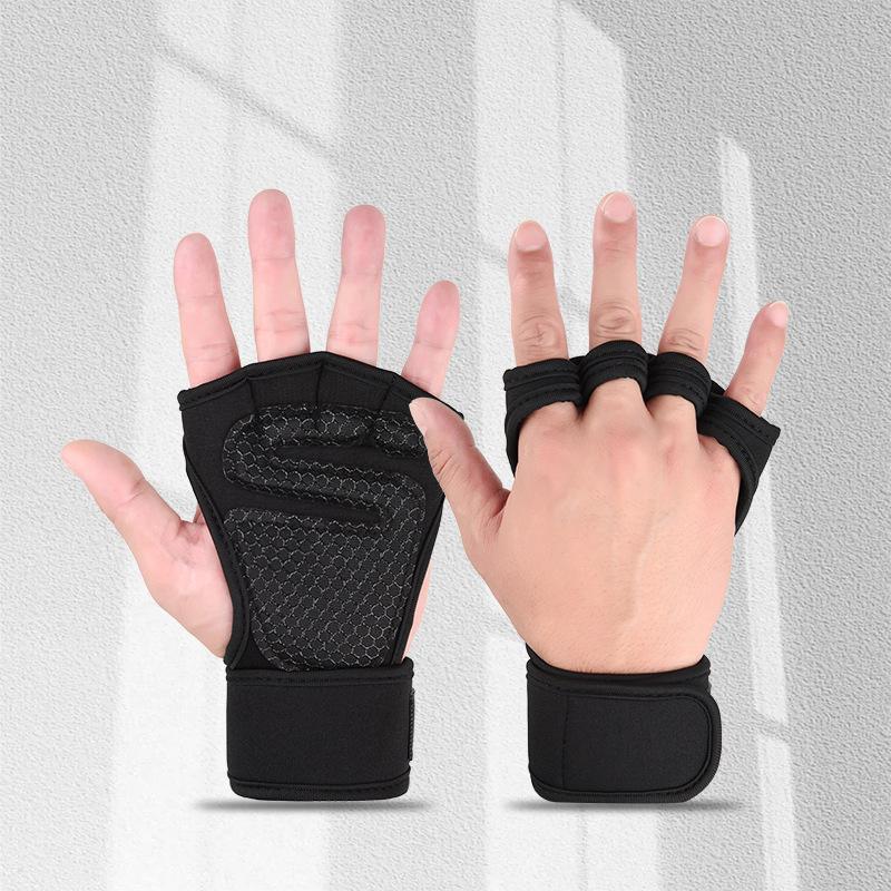 Anti Slip Horizontal Bar Equipment Training Pull-up Anti-cocooning Sports Gym Fitness Half Finger Gloves with Wrist Guards