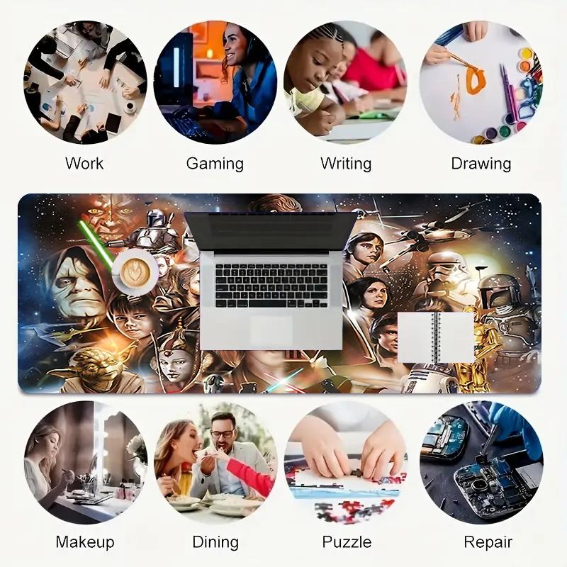 1Pc Star Wars Characters Collage Gaming Mouse Pad Keyboard Desk Mat Non-slip Rubber Lock Edge Waterproof Computer Mousepad for Office Home Decor S115
