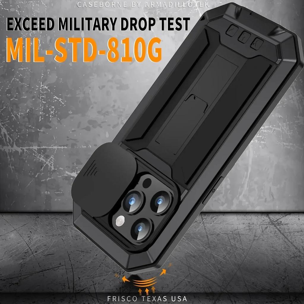 Heavy Duty Rugged Metal Case for IPhone, Case for IPhone 16 13 15 14 Pro Max, Screw Military Shockproof Cover with Screen Ca