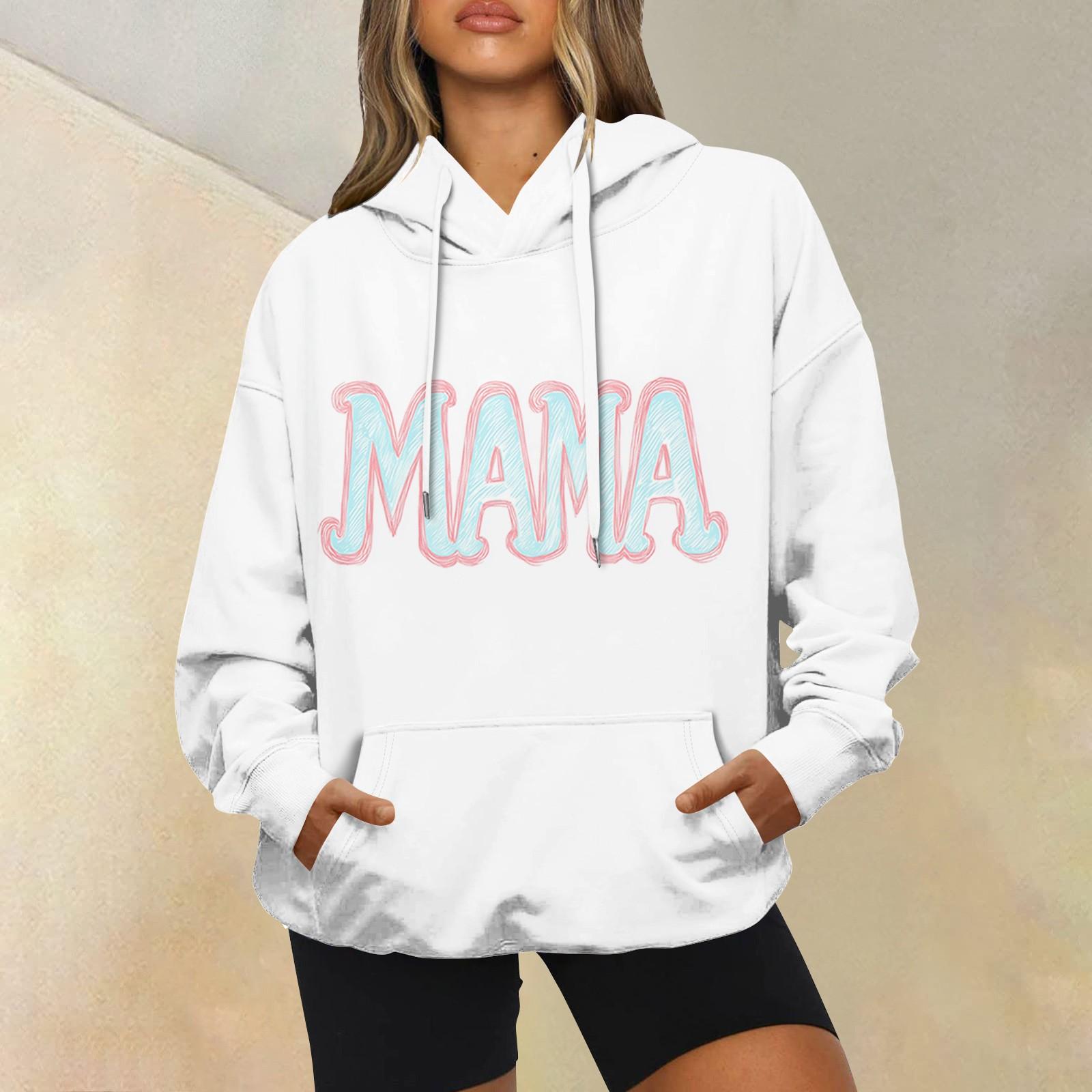 

Жіноча модна повсякденна толстовка з принтом і капюшоном з довгим рукавом XL білий