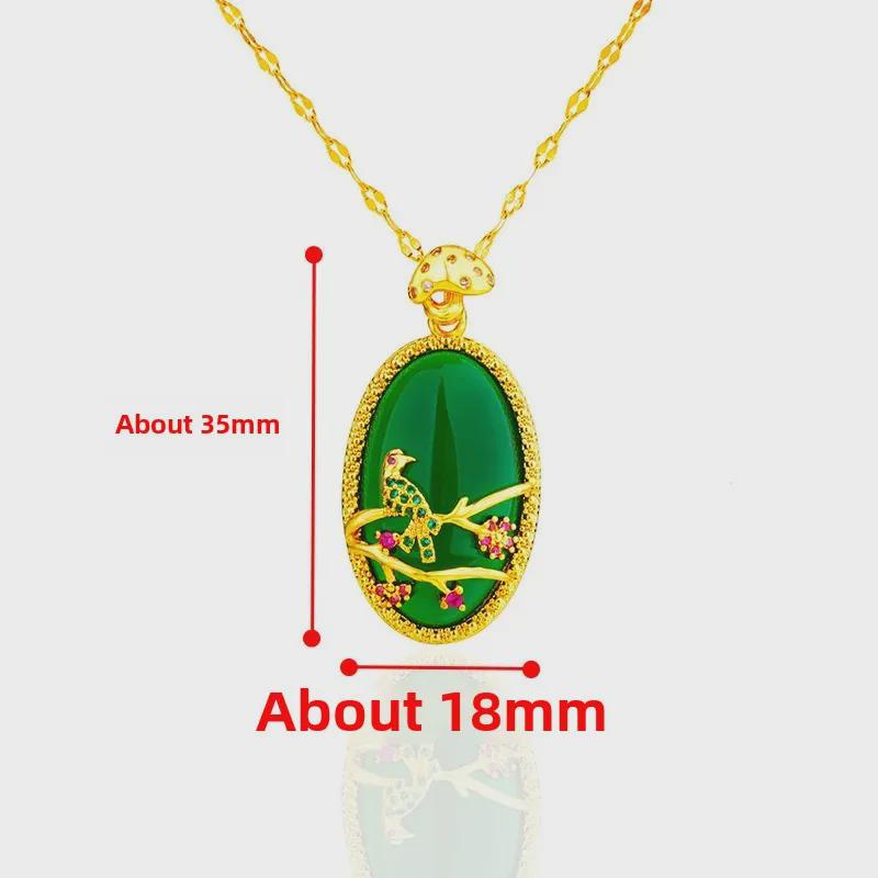 Elegant Jasper-Colored Magpie Pendant with Micro-Inlaid Design - Fashionable Women's Jewelry in Imitation 24K Gold Finish