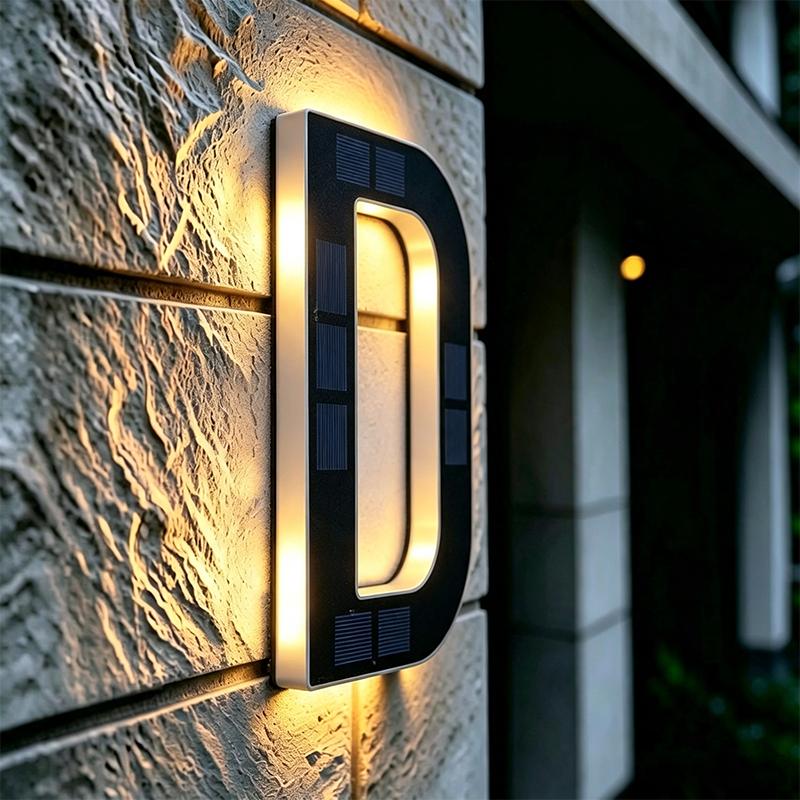 LED Solar House Number Light, Waterproof Light‑Sensor Address Plate for Home Entrance Yard Wall Fence Gate Outdoor Household Decoration