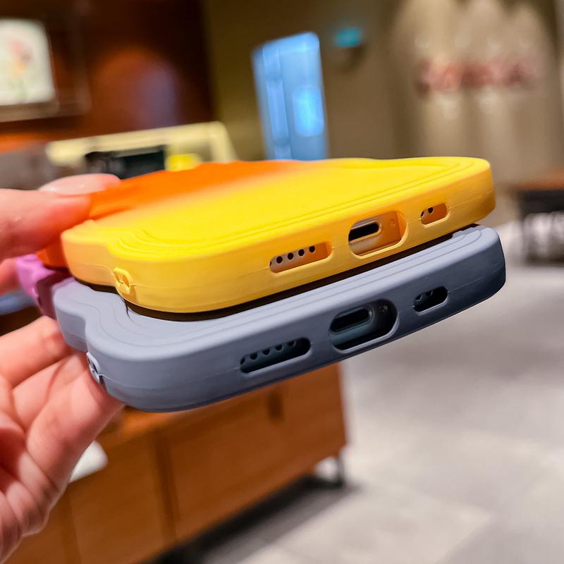 For Iphone 16 15 14 Pro Max 13 12 11 Samsung S24 S23 S21FE Gradient Double Color Case Wave Border Shockproof Phone Cover Skin Feel Shell