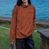 New Vintage Faux Suede Stand Collar Shirt Loose Long Sleeve Top Teens