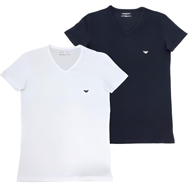 Emporio Armani Solid V-Neck Casual Round