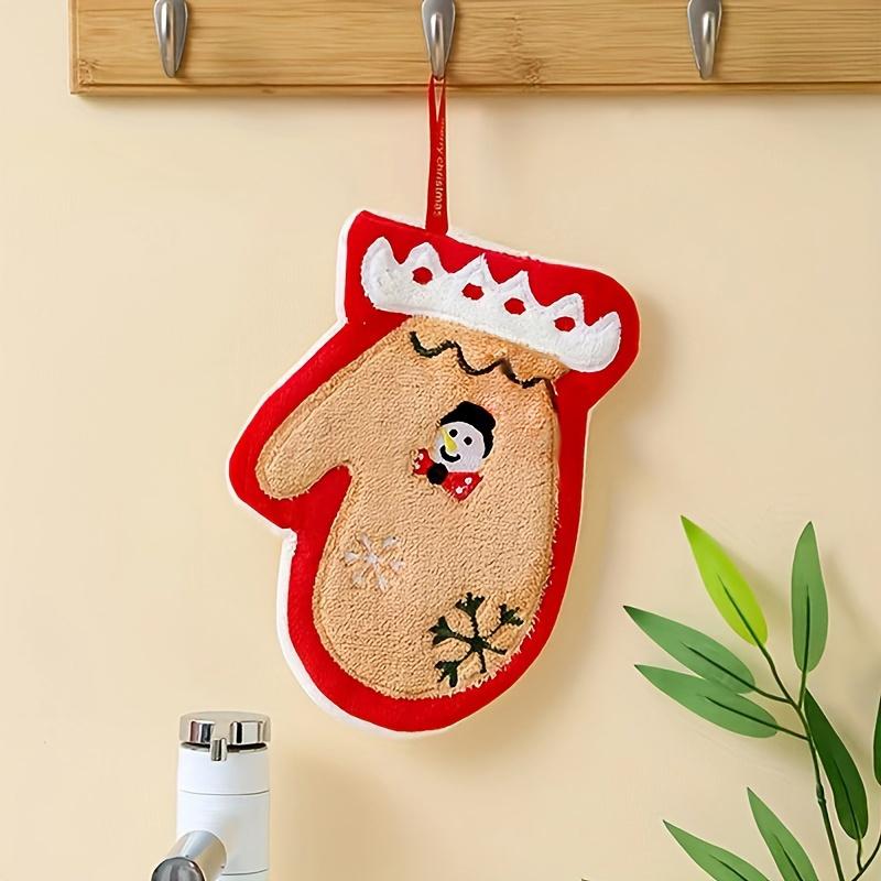 Hangable Christmas Towel, Kitchen Absorbent Cloth, Embroidered Hand Towel, Hand Towel